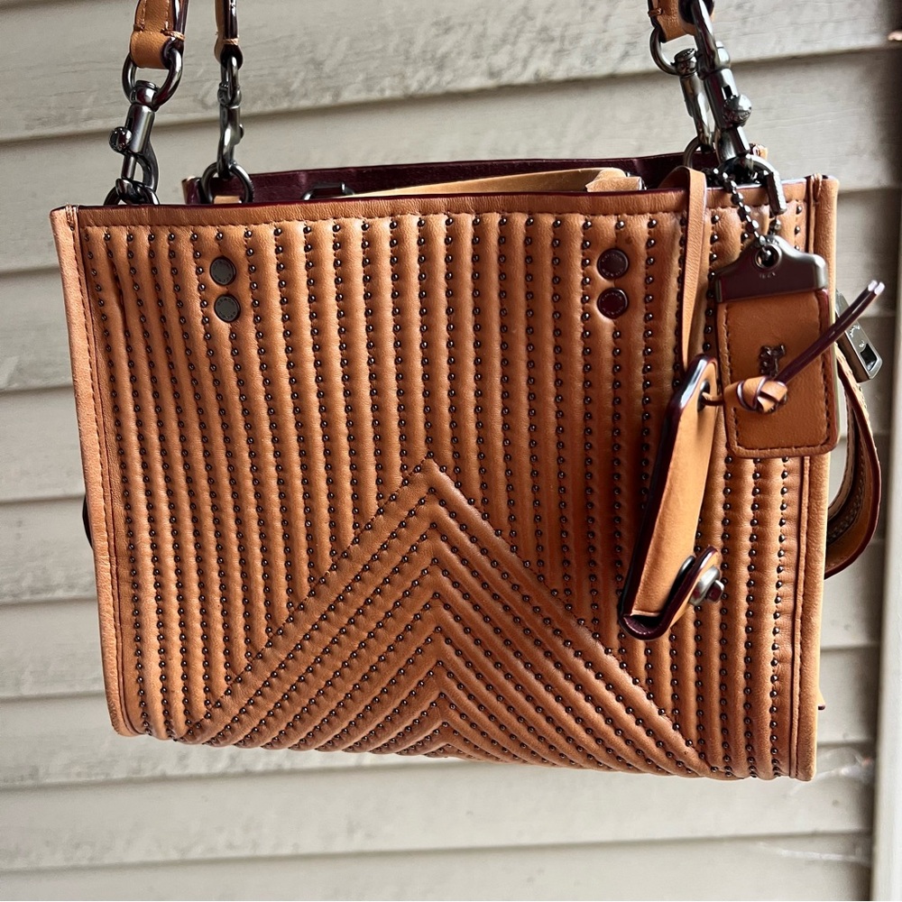 Coach 1941 Rogue 25 in Light Saddle Quilted Studded Nappa Leather